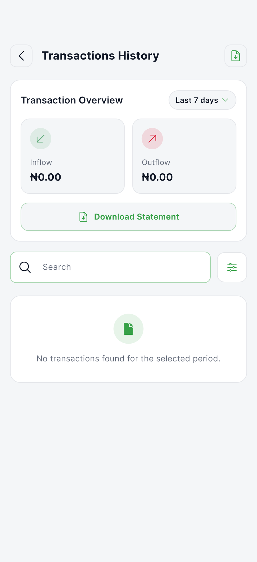 Transaction history